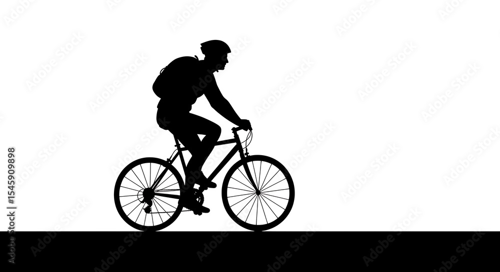 Fototapeta premium Cyclist Riding Bicycle Silhouette on White Background