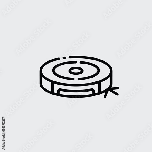Black Line Art Robotic Vacuum Cleaner Icon robot vacuum