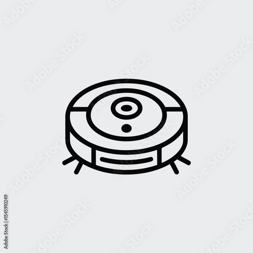 Black Line Art Robotic Vacuum Cleaner Icon cleaning