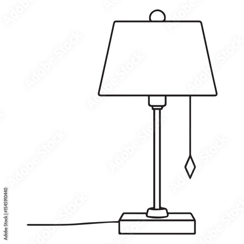 Simple line drawing of a table lamp with pull chain
