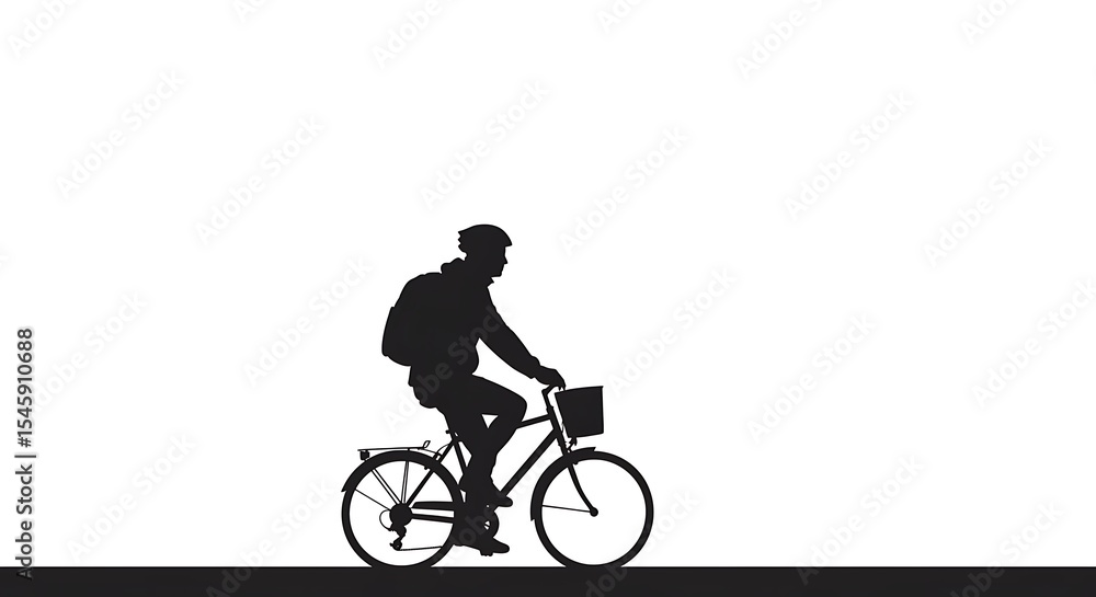 Naklejka premium Cyclist Riding Bike Silhouette