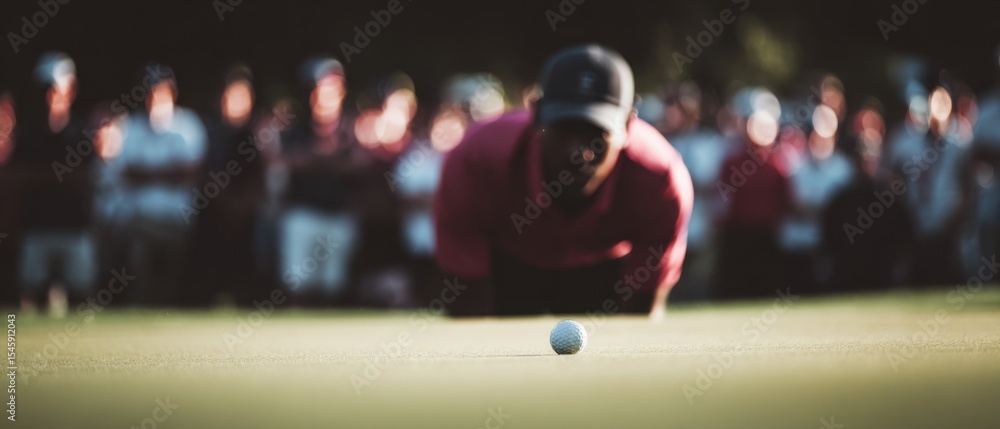 Golfer Focused on Final Championship Putt Golfer Focused on Final Championship Putt