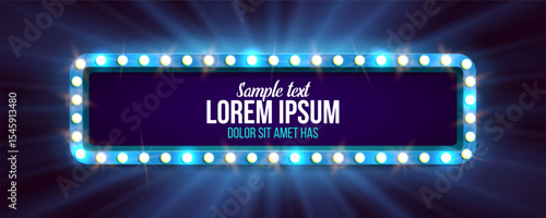Shining retro billboard. Vintage bright sign board for your design. Vector illustration.