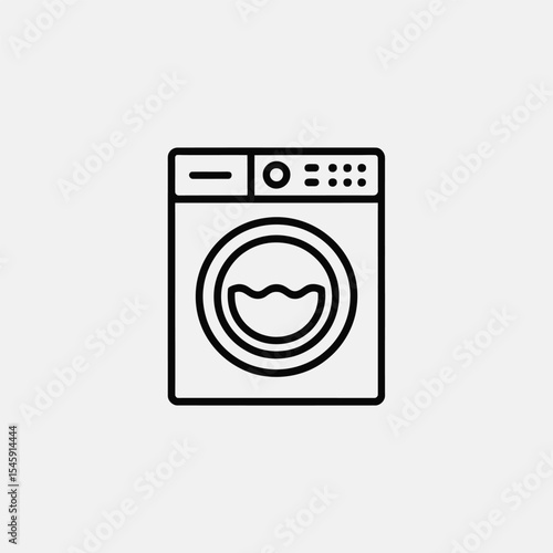 Black Line Art Washing Machine Icon Simple Appliance Symbol
