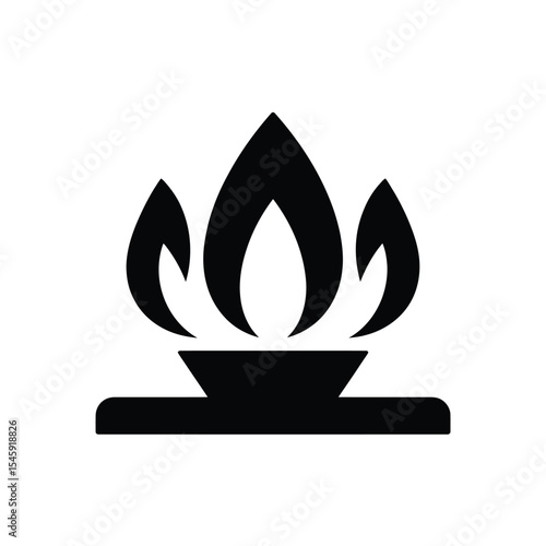 Black Silhouette Gas Flame Icon Burner Symbol fire 1