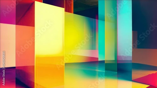 Painting with vivid colors and surreal shapes evoking dreamlike atmosphere.