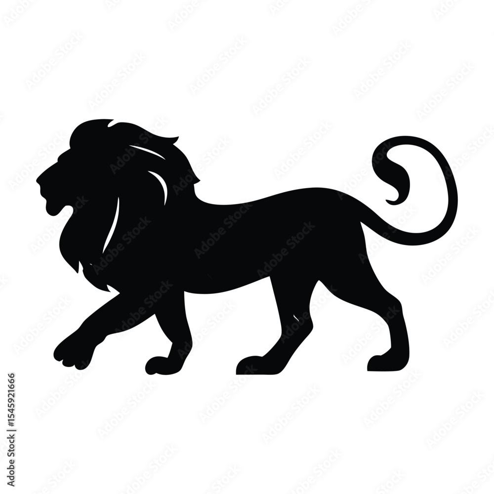 Fototapeta premium Graceful Lion Walking Silhouette Art Illustration