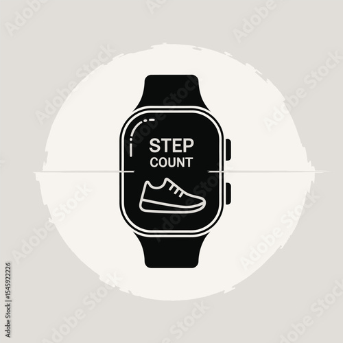 Smartwatch Step Counter Icon Black Sneaker Display