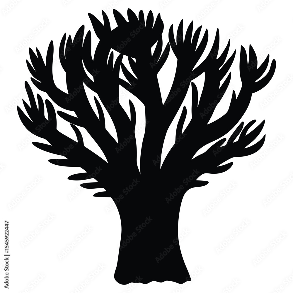 Fototapeta premium Wild Tree Silhouette Vector Graphic Design Art