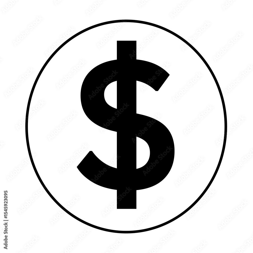 Dollar currency sign symbol, white inside of circle, isolated transparent png Dollar currency sign symbol, white inside of circle, isolated transparent png