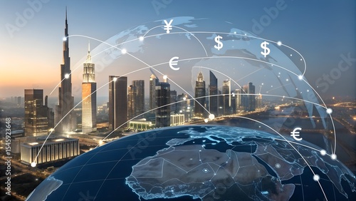  International Money transfer concept. 3d rendering.