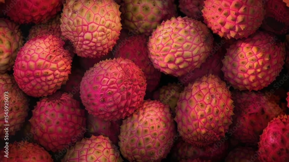 Pile of red fruits with bumpy skin Pile of red fruits with bumpy skin