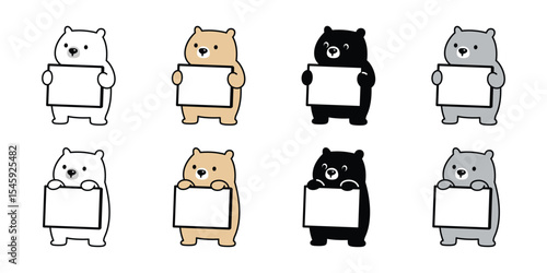 Bear vector polar bear text Message box icon teddy cartoon character pattern doodle logo illustration symbol design