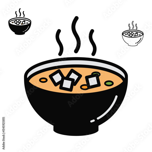 Steaming Bowl of Orange Soup with Tofu Cubes image