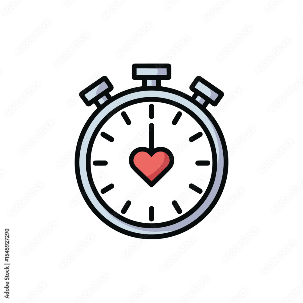 Obraz premium Stopwatch Heartbeat Time Love Red Icon timer clock