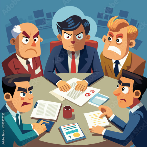 Depiction of a Tense Business Meeting Focused on Negotiating with Creditors Under Financial Pressure and Corporate Debt Resolution
