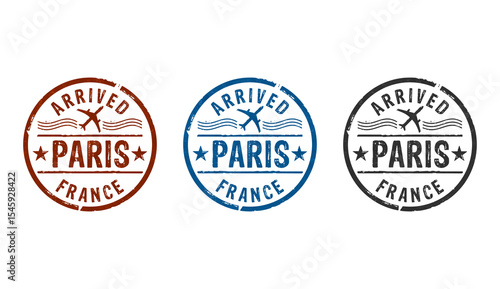 Paris arrived stamp and stamping