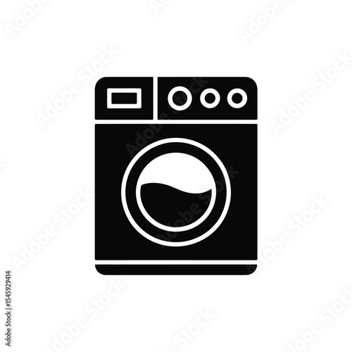 Black Silhouette Icon Washing Machine Appliance laundry