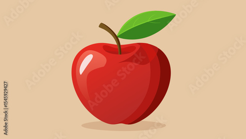 red apple with leaf