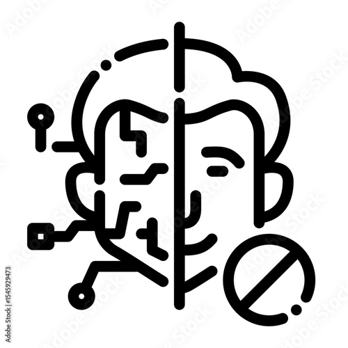 AI Deepfake Blocker Line Icon – Vector Illustration for Content Security