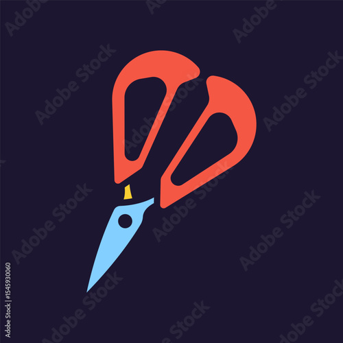 Scissors. Kitchenware icon. Color vector kitchen utensil and tool. Cutlery illustration