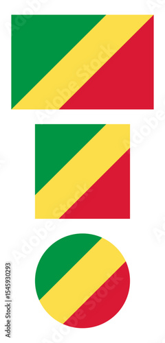 
Congo flag PNG vector. Congo square and round icon isolated on transparent PNG background. Congo flag icon.
