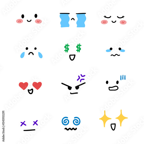Various comic effect expression outline illustration