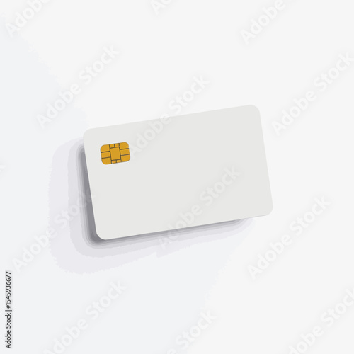Blank credit card with chip on white background  