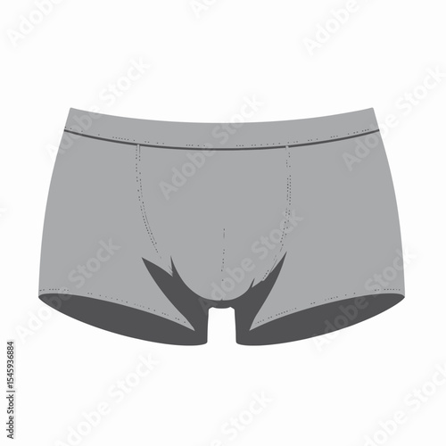 Gray men's boxer shorts in flat design with simple lines  