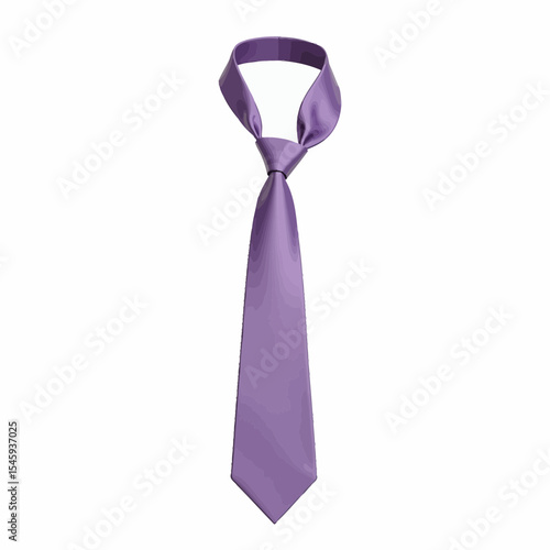 Elegant purple necktie with smooth texture on white background  