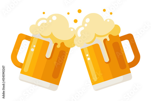 Cartoon vector illustration of a cold beer mug with foam, perfect for a pub or Oktoberfest design