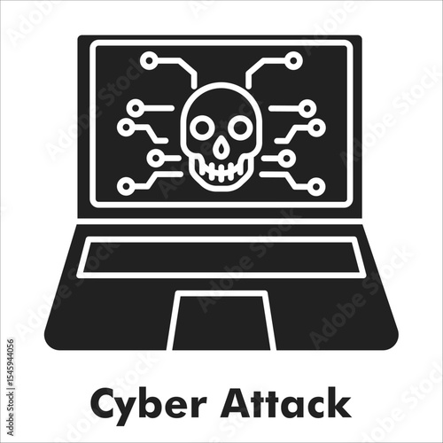 Cyber Attack Solid Black Icon