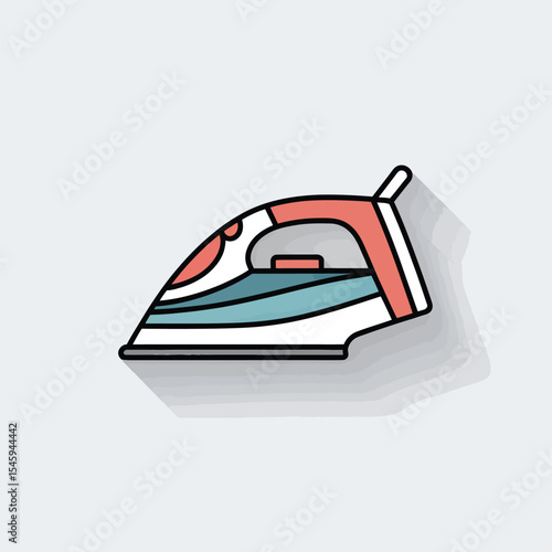 Flat Design Icon Coral and Teal Iron Appliance ironing