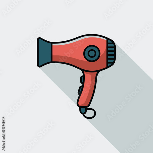Flat Design Red Hair Dryer Icon Illustration hairdryer