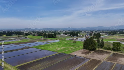 空撮　5月の田園風景　日本