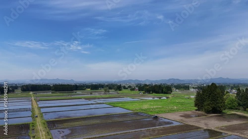 空撮　5月の田園風景　日本