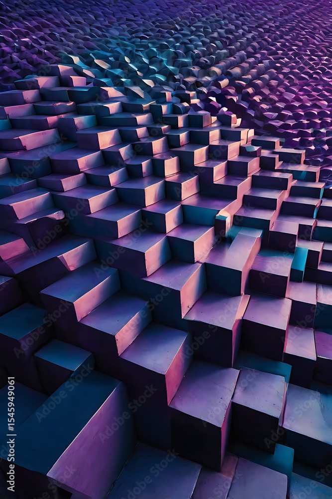 Obraz premium Abstract Cubes Pattern, Futuristic Digital Geometry And Data Visualization