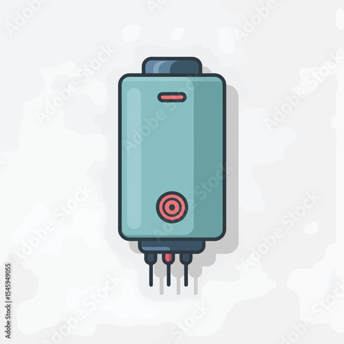 Flat Design Teal Water Heater Icon Illustration blue green