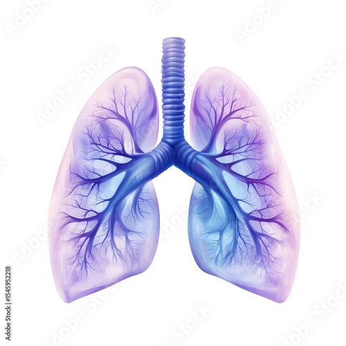 Lungs Health Blue Diagram Medical Illustration Respiratory System Human on transparent background