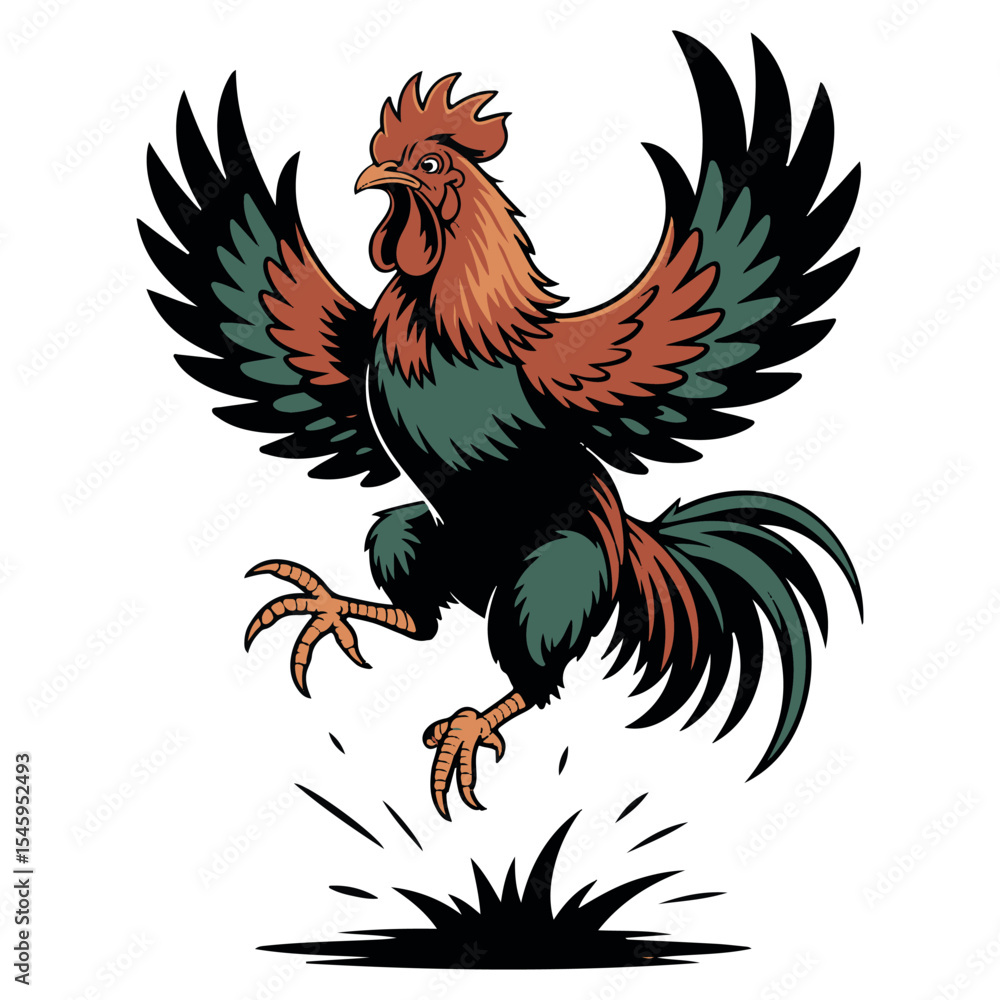 Fototapeta premium Stylish Chicken Silhouette Vector – Clean Black Poultry Illustration for Farm Branding and T-Shirt Design. Thank You
