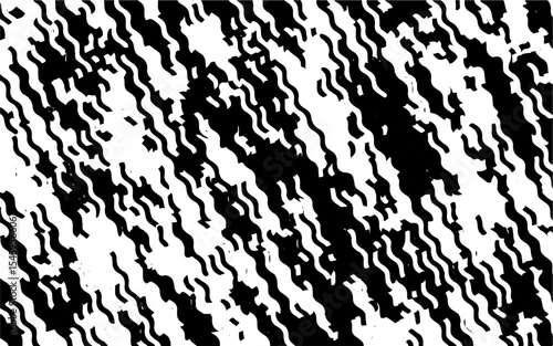 Abstract artistic wavy black and white pattern. Dynamic psychedelic background. Grunge urban style. Vector illustration