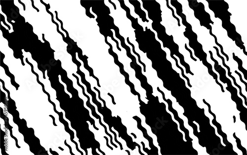 Abstract artistic wavy black and white pattern. Dynamic psychedelic background. Grunge urban style. Vector illustration