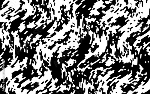 Abstract artistic wavy black and white pattern. Dynamic psychedelic background. Grunge urban style. Vector illustration