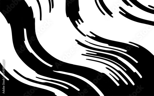 Abstract artistic wavy black and white pattern. Dynamic psychedelic background. Grunge urban style. Vector illustration