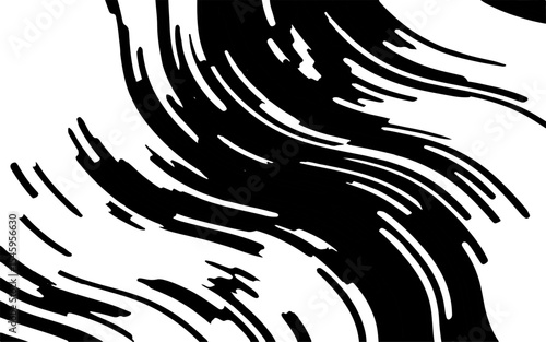 Abstract artistic wavy black and white pattern. Dynamic psychedelic background. Grunge urban style. Vector illustration