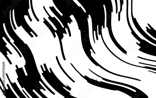 Abstract artistic wavy black and white pattern. Dynamic psychedelic background. Grunge urban style. Vector illustration
