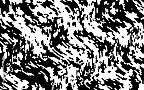 Abstract artistic wavy black and white pattern. Dynamic psychedelic background. Grunge urban style. Vector illustration