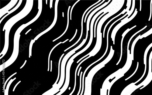 Abstract artistic wavy black and white pattern. Dynamic psychedelic background. Grunge urban style. Vector illustration