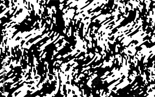 Abstract artistic wavy black and white pattern. Dynamic psychedelic background. Grunge urban style. Vector illustration