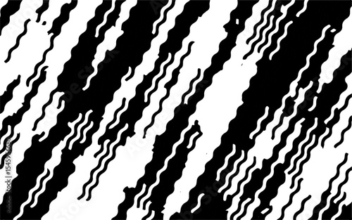 Abstract artistic wavy black and white pattern. Dynamic psychedelic background. Grunge urban style. Vector illustration